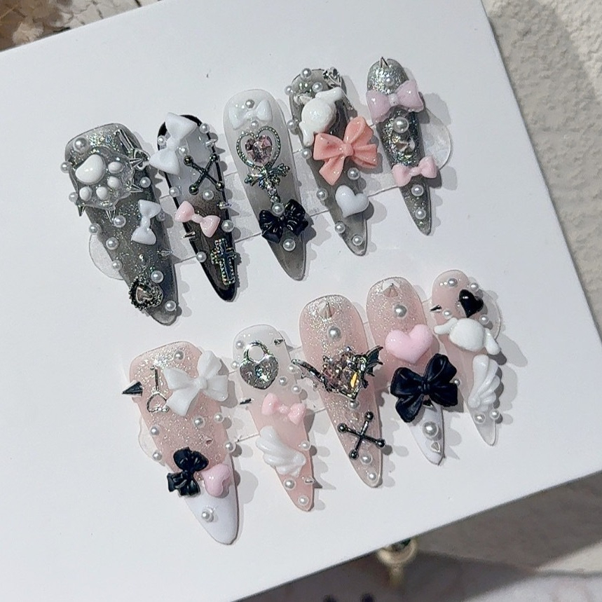 Jirai Y2K Spice Girl Black Pin - Nail Art Pink 评论和价格