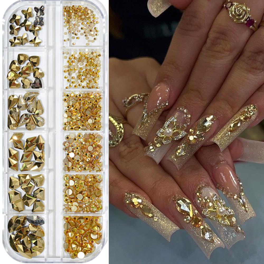 12Grids 3D Pink Nail Art Rhine - Nail Art Valentines Day 评论和价格