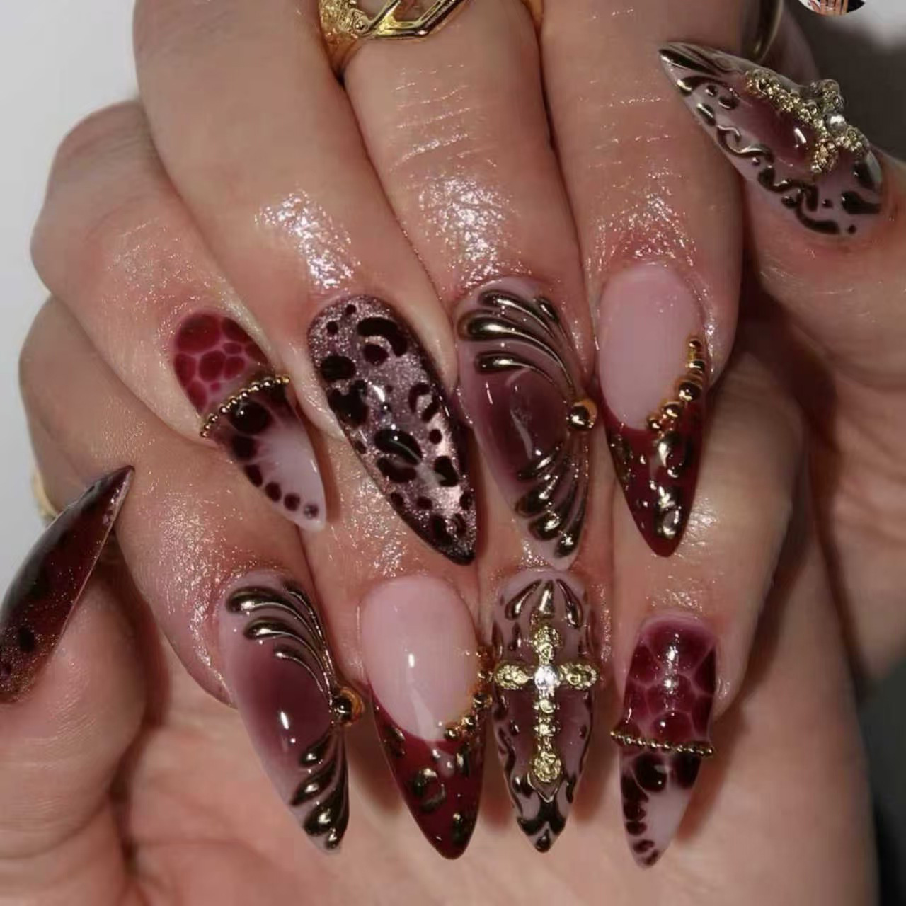 Medium fake nails for women gr - Nail Art Press On 评论和价格