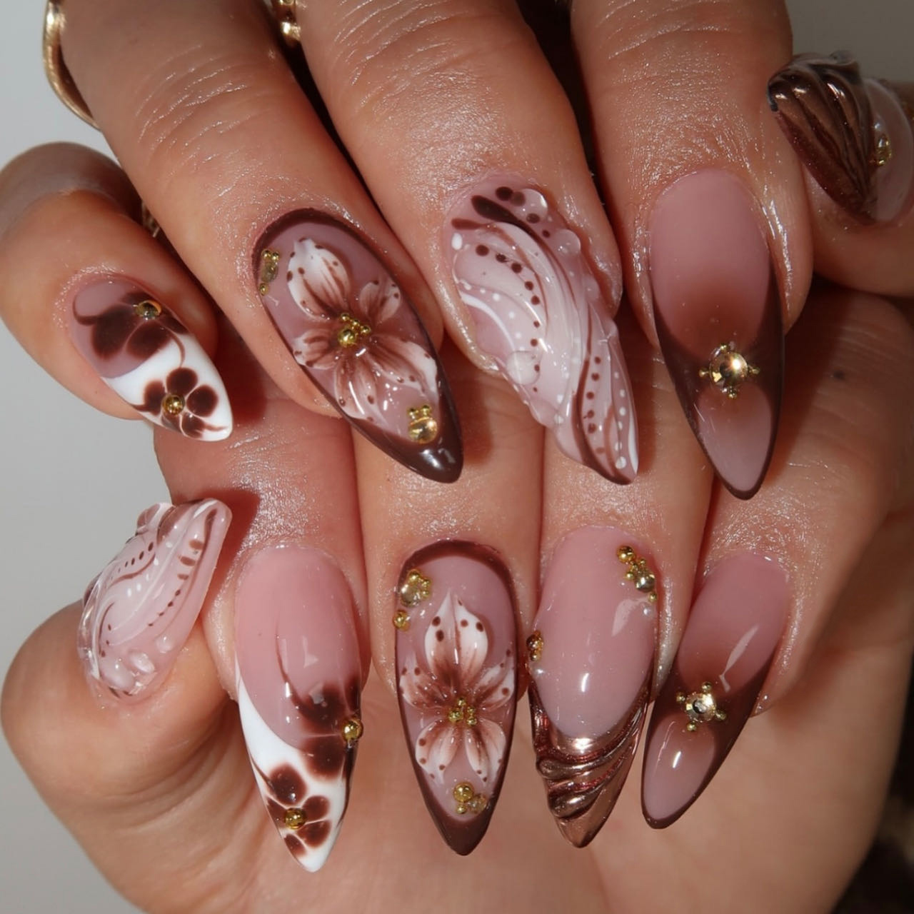 Medium fake nails for women gr - Nail Art Press On 评论和价格