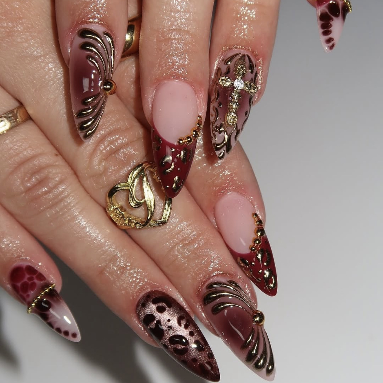 Medium fake nails for women gr - Nail Art Press On 评论和价格