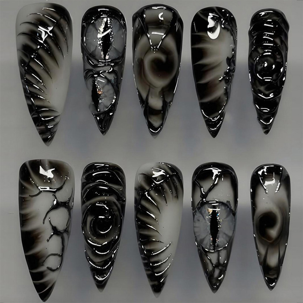 Stiletto Gothic Press On Nails - Nail Art Press On 评论和价格