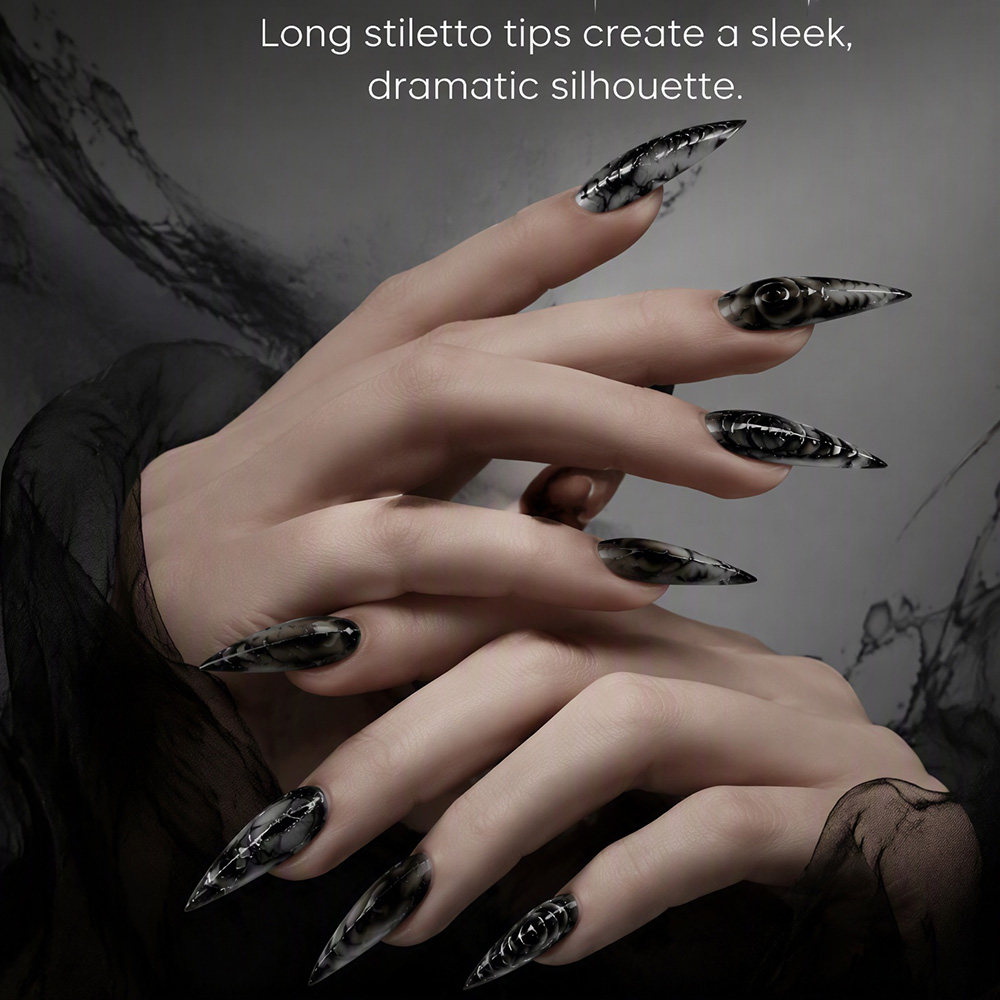 Stiletto Gothic Press On Nails - Nail Art Press On 评论和价格