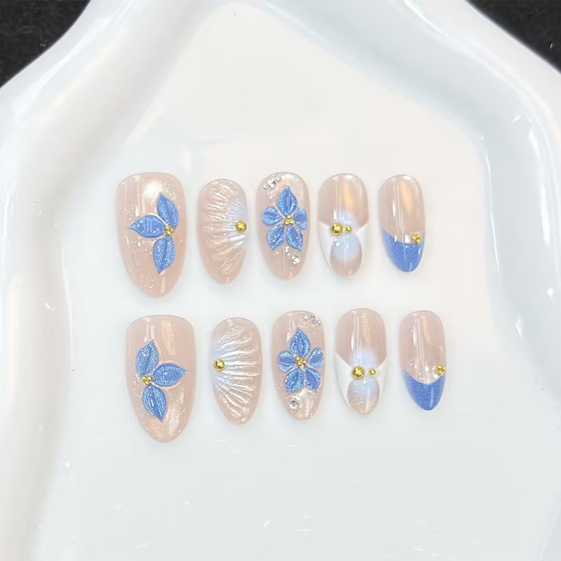 10Pcs New Pink Blue Yellow Flo - Nail Art Pink 评论和价格