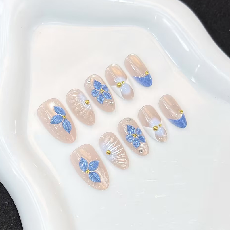 10Pcs New Pink Blue Yellow Flo - Nail Art Pink 评论和价格