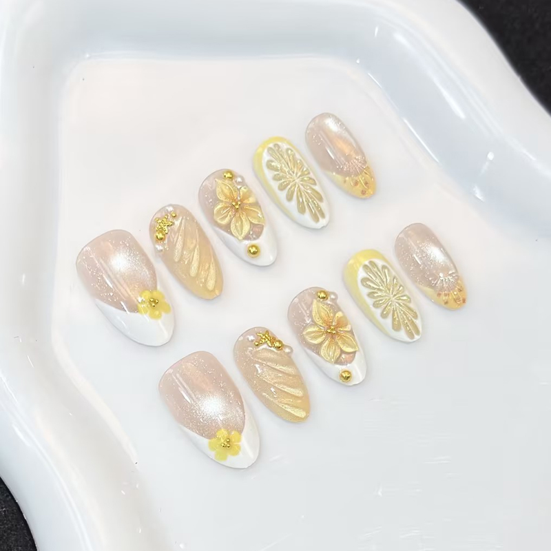 10Pcs New Pink Blue Yellow Flo - Nail Art Pink 评论和价格